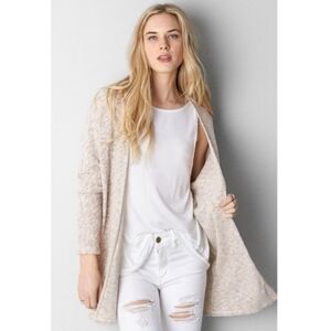 American Eagle Outfitters Light Beige Sand Knit Open Cardigan Sweater